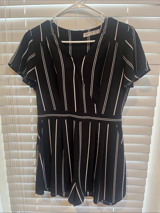 Joie Pants - Joie Black and White Striped V-Neck Playsuit